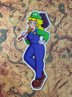 Luigi Peach Outfit Vinyl Sticker
