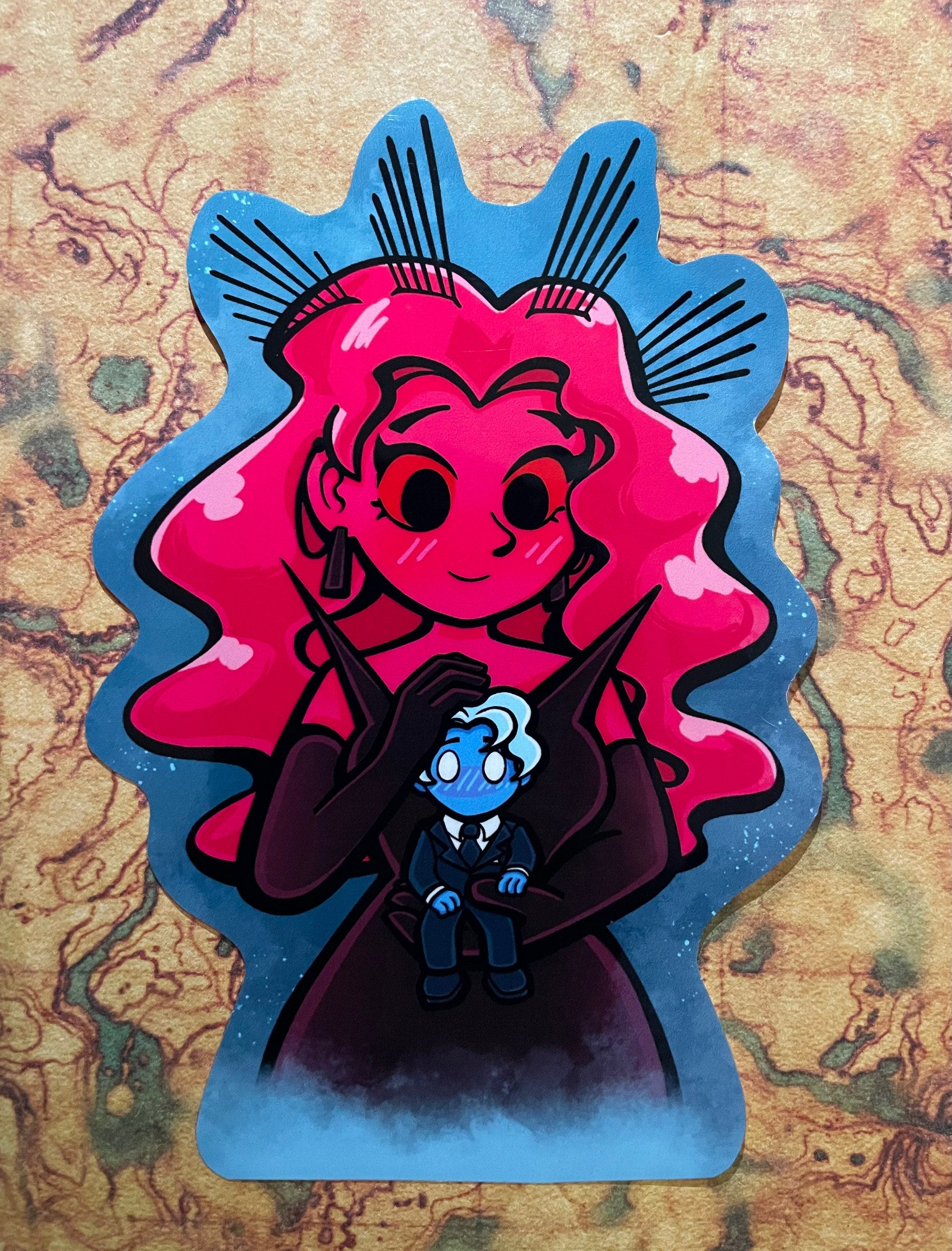 Giant Persephone and Tiny Hades Vinyl Sticker