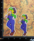 Luigi Peach Outfit Vinyl Sticker