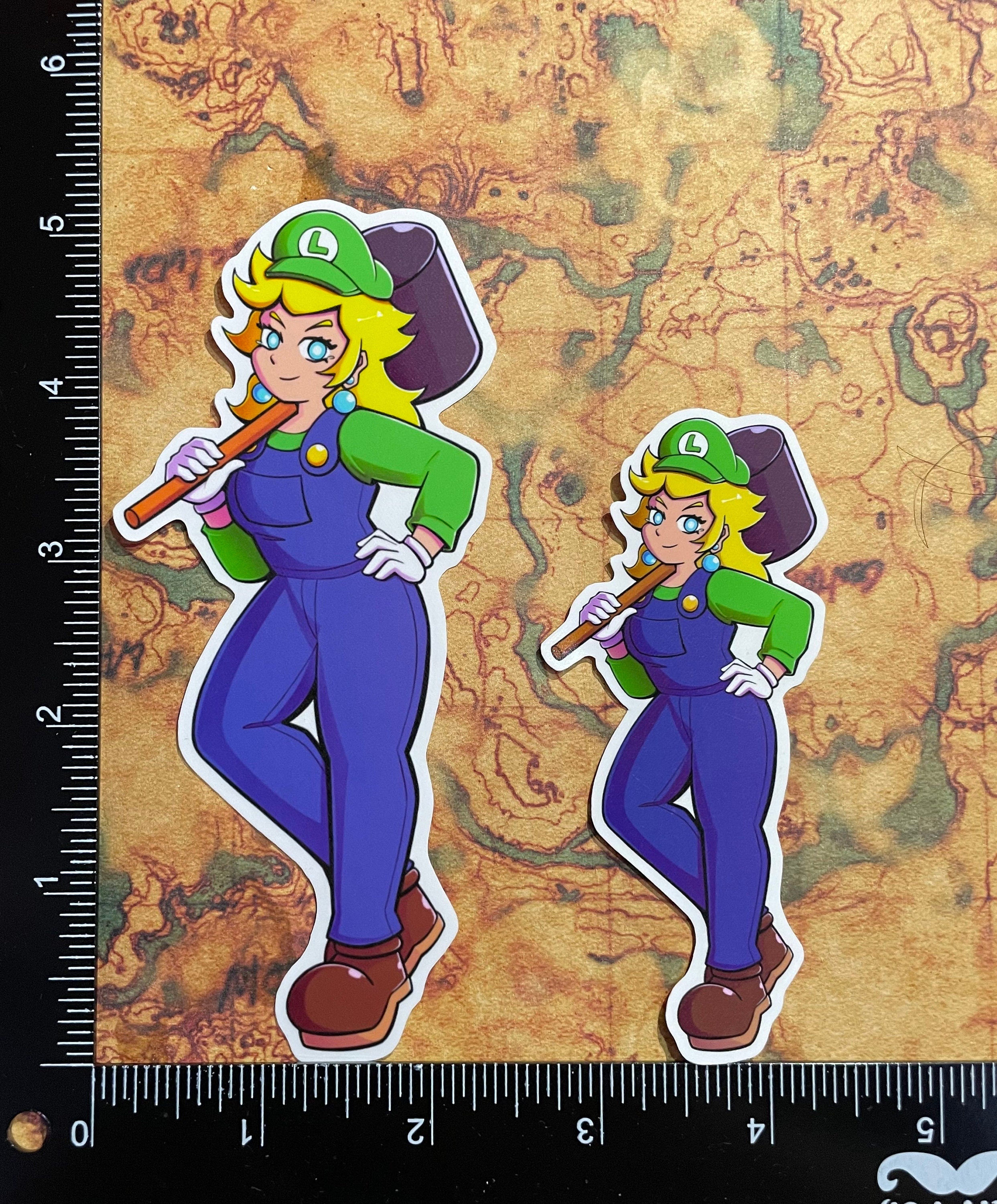 Luigi Peach Outfit Vinyl Sticker