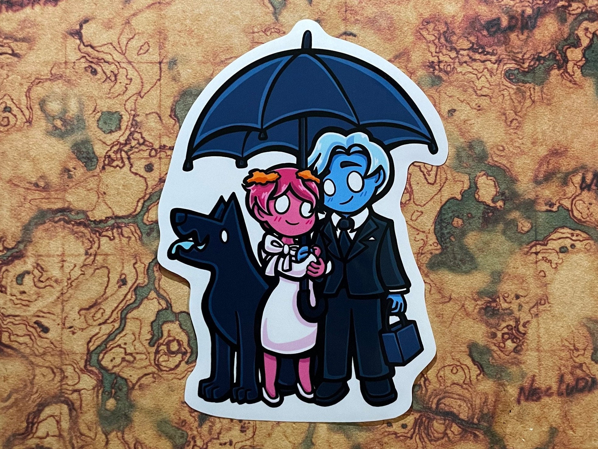 Hades, Persephone, and Cerberus Vinyl Sticker